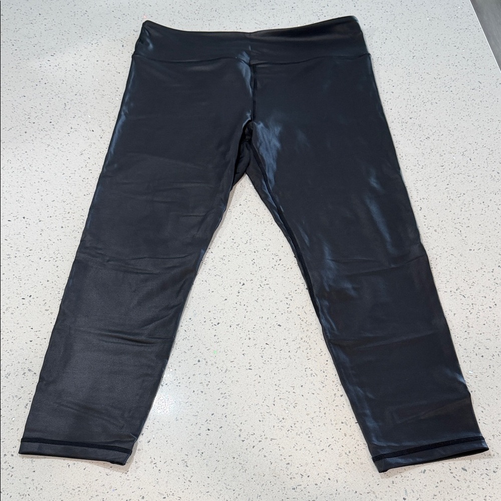 Metallic Black Leggings with Stretch Waistband